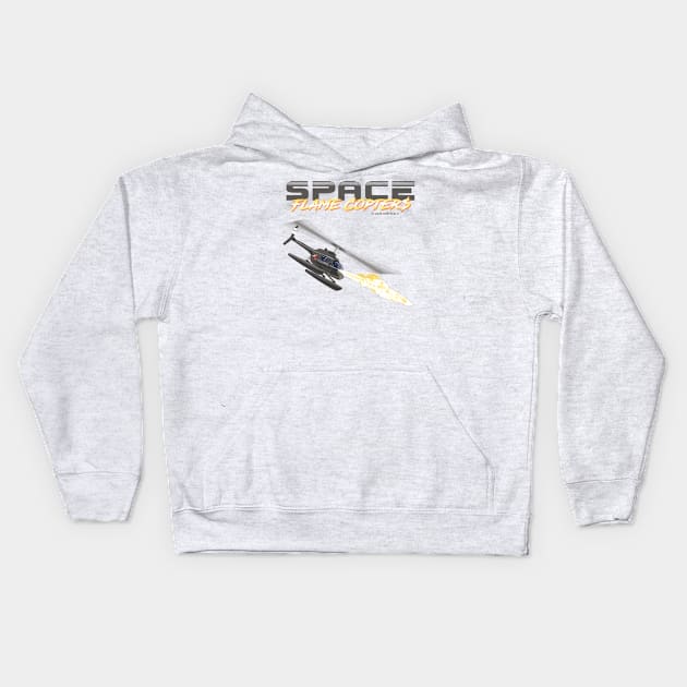 Space Flame Copter Kids Hoodie by HorrorVirgin